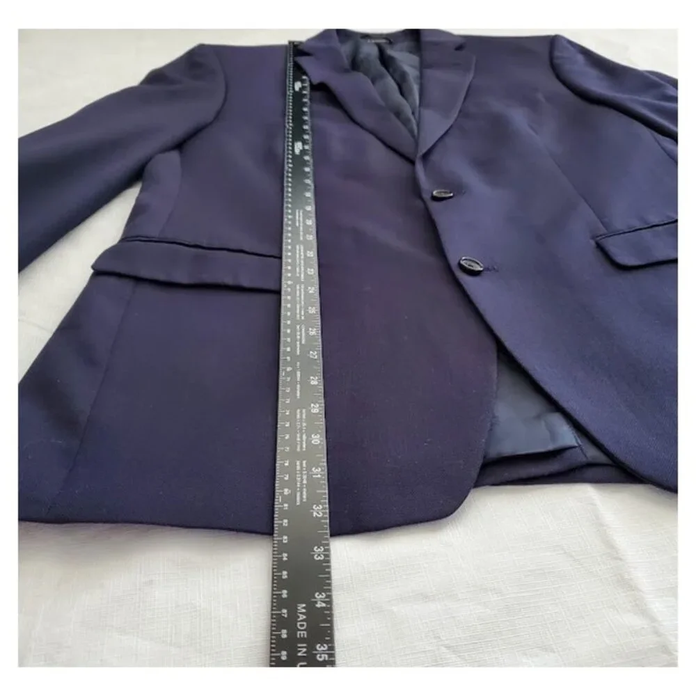 Ralph Lauren Wool Navy Two-Button Blazer Sport Coat Jacket Size 43L Old Money